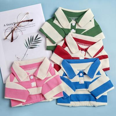 China Small Dog Modern Stripe Shirts Soft Basic Nautical Striped Dog Polo Hoodie Clothing for sale