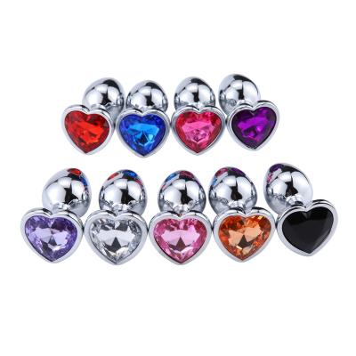 China Silicone and ABS 3 Stainless Steel Cat Anal Toys Crystal Anal Sex Toys Prostate Plug Heart Shape For Men Butt Plug for sale