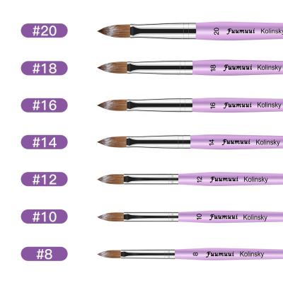 China Acrylic Nail Art Fuumuui Brand High Quality Kolinsky Acrylic Brushes Wooden Handle Kolinsky Nail Brush 8 10 12 14 for sale