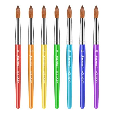 China Beauty Makeup Tools Manufacture High Quality Filbert Custom Nail Art Brush Six Angles Colorful Petal Wooden100% Kolinsky Acrylic Nail Brush for sale