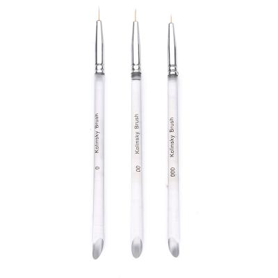 China 2020 New Product Nail Brush Dotting Flower Art Liner Pen 3pcs Acrylic Transparent Handle for sale