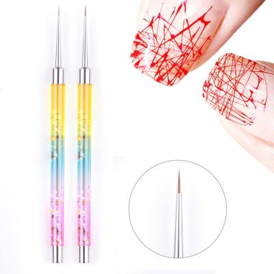 China Beauty Care Make Tools Customize Crystal Liquid Nail Art Pen Shiny Brush Acrylic Nail Brush Kolinsky for sale