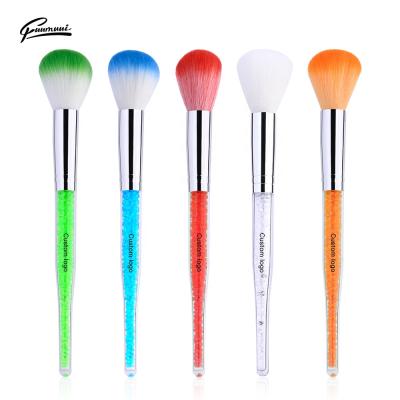 China 2020 Daily Makeup Softer Nylon Hair Remove Dust Nail Cleaning Brush Rainbow Color Crystal Handle Nails Art Dust Brush for sale