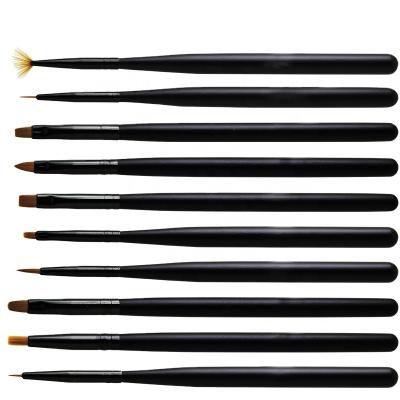 China Makeup China Factory Daily Supply Full 10pcs Set UV Nail Polish Dotting Nail Art Brush Set Art Liner Brush Pen Silicon for sale