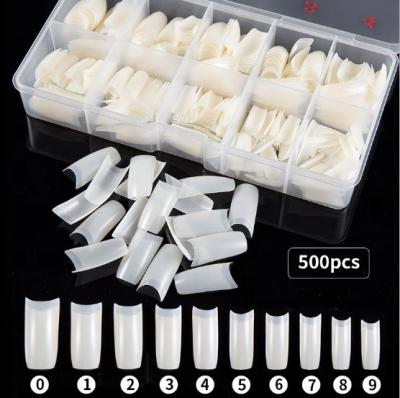 China 2020 Hot Sale French Nail Tips Acrylic Half Cover 500 PCS Box Press On Nails for sale