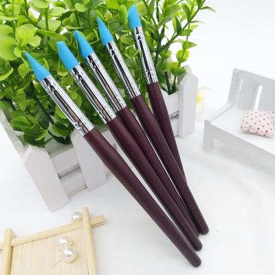 China Wholesale Custom Soft Wood Silicone Nail silione 5pcs Point Drill Master Pen Art Brush Tool Set Soft for sale