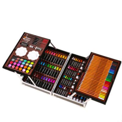 China Painting Tools Student 145 Pieces of Painting Double Aluminum Box Colors Pen Oil Pastels Set for sale