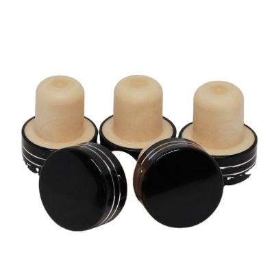 China Non Spill Diffuser T-cork / Cork For Diffuser Bottle Black Finished Aluminum Top Cap T Shape Cork Stopper For Champagne Vodka Wine Bottle for sale