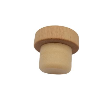 China Non Spill Environmental Friendly Wooden T Shape Wine Cork Stopper , Customized Aluminum Acrylic / Plastic Cap Cork With Aluminum Top for sale