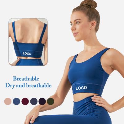 China MIQI 2021 Blue Custom Breathable Sports Bra U Shape Gym Wear High Quality Yoga Bras For Women for sale