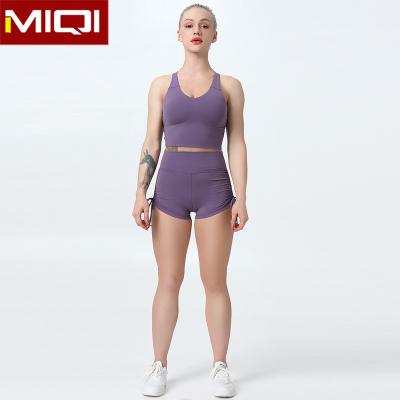 China Breathable Custom High Waisted Women Fitness Equipment Shorts Quick Dry Butt Lift 2 Piece Yoga Set Shorts for sale