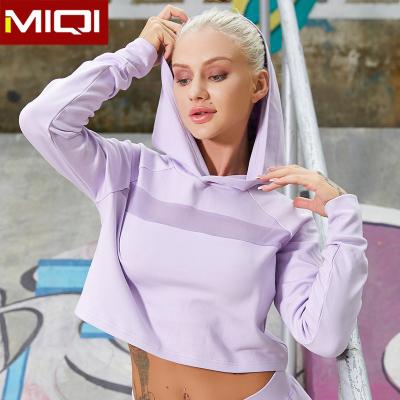 China Long Sleeve Purple Sports Underwear Woman Yoga Tank Tops Breathable Hooded Workout Long Sleeve Sports Jacket for sale