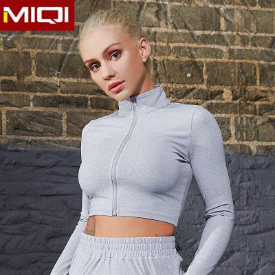 China Amazon Sports Product Long Sleevesports Jacket Women Zipper Crop Tops Breathable Sports Underwear Yoga Gym Tops for sale