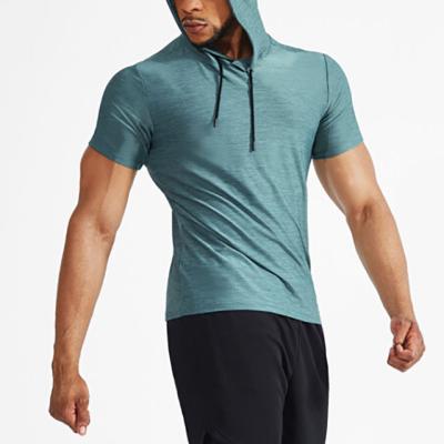 China Quick-Drying Short-Sleeved Sportswear Men's Anti-Wrinkle Pullover T-shirt Sports Sweater Running Hooded Loose Fitness Clothes for sale