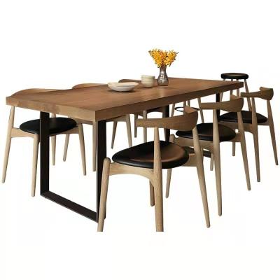 China American Style Metal Wood Top Frame Table Furniture Living Room Style Wood Dining Table For Dining Room for sale