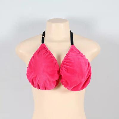 China 2022 Fashion Ladies Towel Bra QUICK DRY Hanging Neck Bra Large Size Underwear for sale