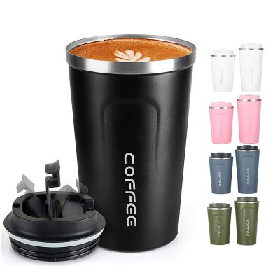 China Custom Logo 380ml 510ml Disposable Stainless Steel Travel Double Walled Coffee Mug for sale