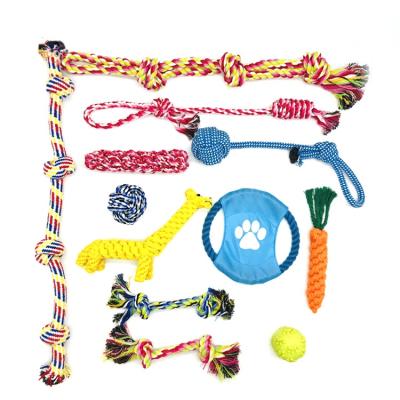 China Indestructible Pet Cat Dog Toy Set Longevity To Teeth Chew Lead Cotton Viable Custom Cute Ball Rope for sale