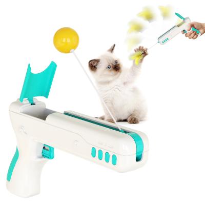 China New Design Viable Automatic Stick Feather Ball Bound Interactive Pet Cat Interactive Toy for sale