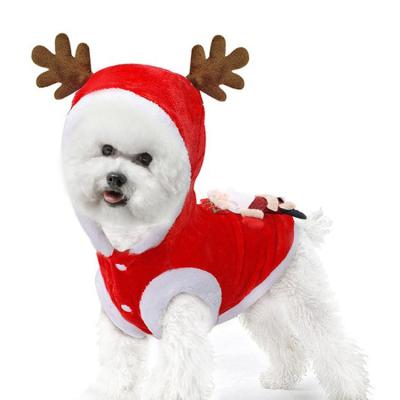 China Costom Sustainable Christmas Themed Pet Clothes DIY Pet Puppy Hoodies Mask Sweatshirts Small Dog Clothes for sale