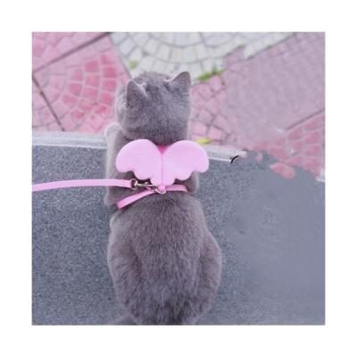 China Personalized Popular Collars Pink Amazon Pet Angel Wing Cat Puppy Harness and Rope Leash Set for sale