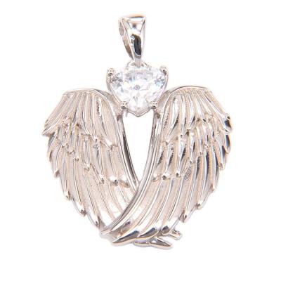 China Classic Hot Selling Beautiful Small Heart Angel Wing Custom Pendant Jewelry Sterling Silver Pendant for sale