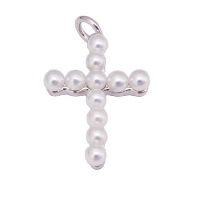 China Custom Made Classic High Quality Your Own Jewelry 925 Sterling Silver Cross Design Pearl Pendants for sale