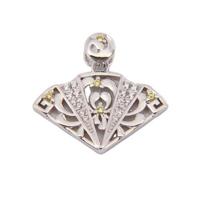 China ODM Logo Pendant Silver Custom Classic OEM 925 Jewelry Charms Fan Shape Zircon Decoration Citrine Pendants for sale