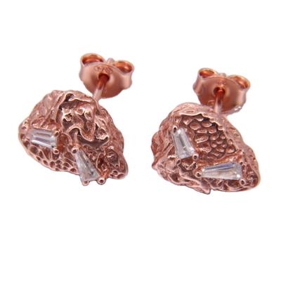 China Classic Hot Sale Fashion Zirconia Earrings Rose Gold Plated Fashionable Stud Earrings Silver 925 Sterling Jewelry for sale