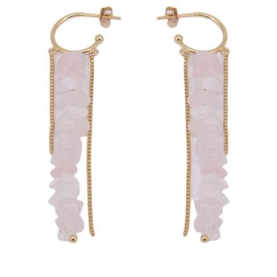 China Competitive Price Fashion Jewelry Woman Fashion Jewelry Classic Gem Long Stone Pink Crystal Large Silver Dangling Earrings for sale