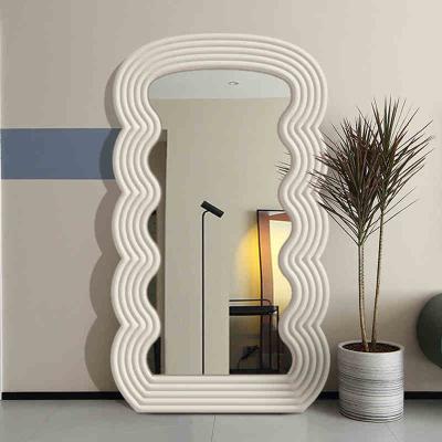 China White Wavy Full Length Mirror 71x32 Arched Mirror For Bedroom And Living Room for sale