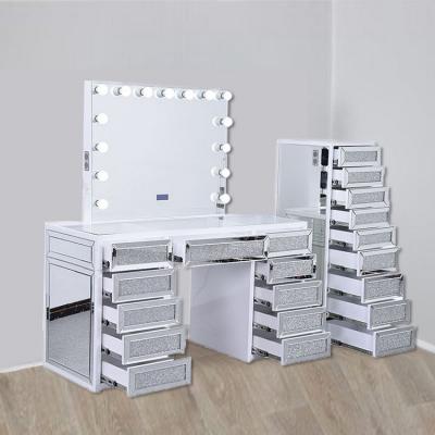 China Led Mirrored Makeup Vanity Hollywood Dressing Table OEM for sale