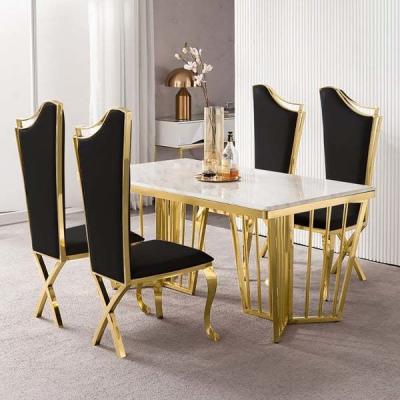 China Customized Onyx Marble Dining Table Marble Stone Steel Frame Office Chair for sale