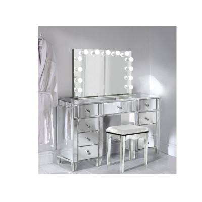 China Modern Hollywood Makeup Vanity Mirror And Dressing Table Bedroom Furniture for sale