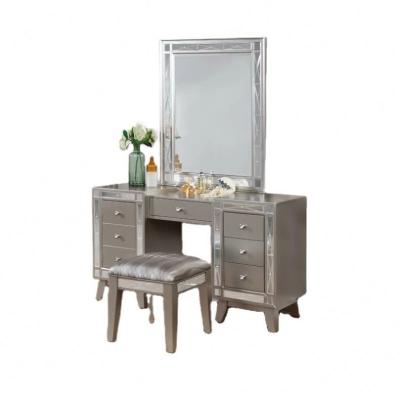 China Contemporary Mirrored Bedroom Makeup Vanity Table Dresser Set With Stool for sale