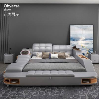 Cina Set di camera da letto di lusso in pelle letto imbottito in tappeto design moderno in vendita