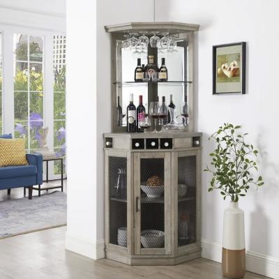 China Wooden Crate Corner Wine Bar Cabinet rack Home Furniture for sale