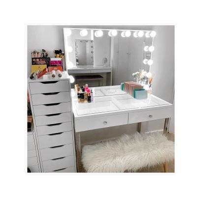 China RoHS LED Hollywood Mirror Dressing Table Desk Adjustable for sale