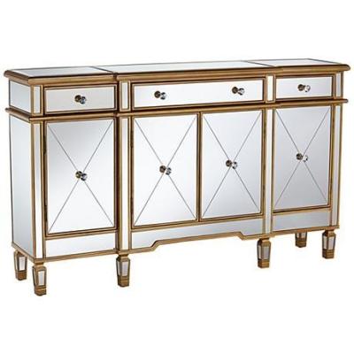 China Living Room Cabinet Modern 4 Drawers 4 Doors Buffet Cabinet Table with Mirrored Finish for sale