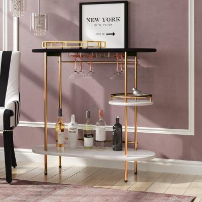 China ODM Black Gold Rolling Drinks Cart Trolley for Kitchen for sale