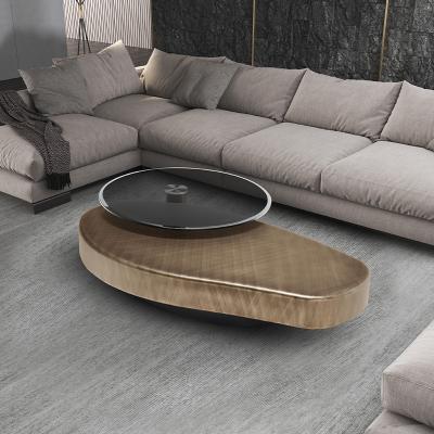 China OEM Stainless Steel Contemporary Round Coffee Table With Metal Base for sale