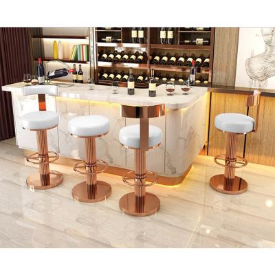 China Bar Backless Counter Stools White Leather Rose Gold For Kitchen Restaurant for sale