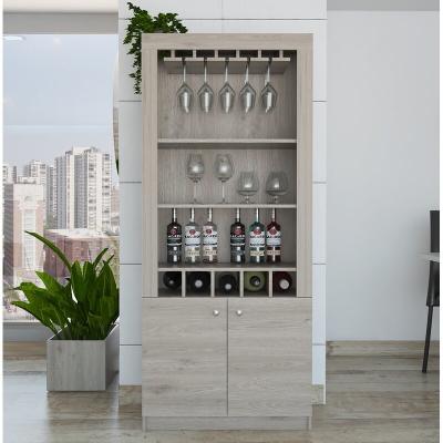 China Stainless Steel Corner Wine Cabinet Racks With Temperature Control And Wood Shelves for sale