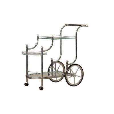 China Metal Modern Drinks Trolley Gold Glass Bar Cart Hotel Food Serving for sale