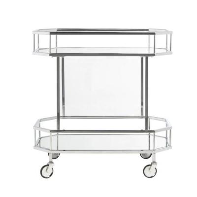 China Wedding Catering minimalist Bar Serving Cart Metal Glass Tea Wine Serving Trolley for sale