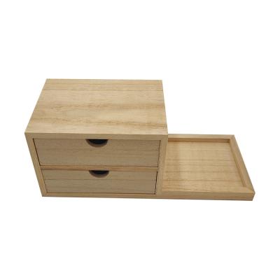 China Antiques Handmade Double Drawers Home Storage Bamboo Desk Organizer Wood Desk Drawer Box for sale