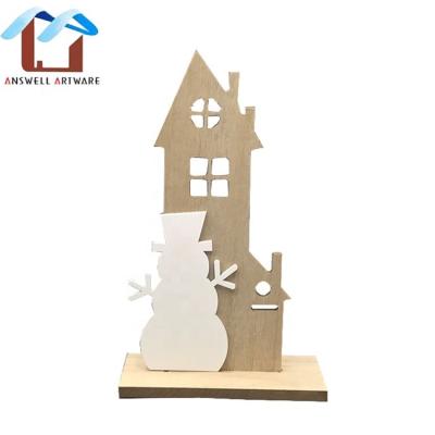 China 2022 New Arrival Environmentally Friendly Home Decoration Accessories Ornaments Home Decoration Snowman Shape Wooden Christmas Decorations for sale