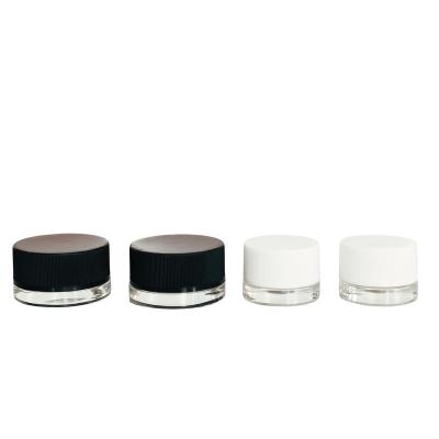 China Hot Selling Skin Care Cream Face Cream Cosmetic Containers 5ml 9ml Frosted Glass Body Square Jar With White Black Lids for sale