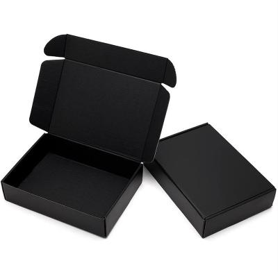 China Custom Materials Recycled Collapsible Black Corrugated Box Packaging Shipping Boxes For Perfume Clothing Shoes for sale