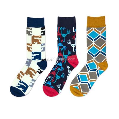 China Fashion Men's Casual Dress Socks Cotton Novelty Pattern Breathable Dress Socks Custom Men's Socks Factory Zhuji for sale